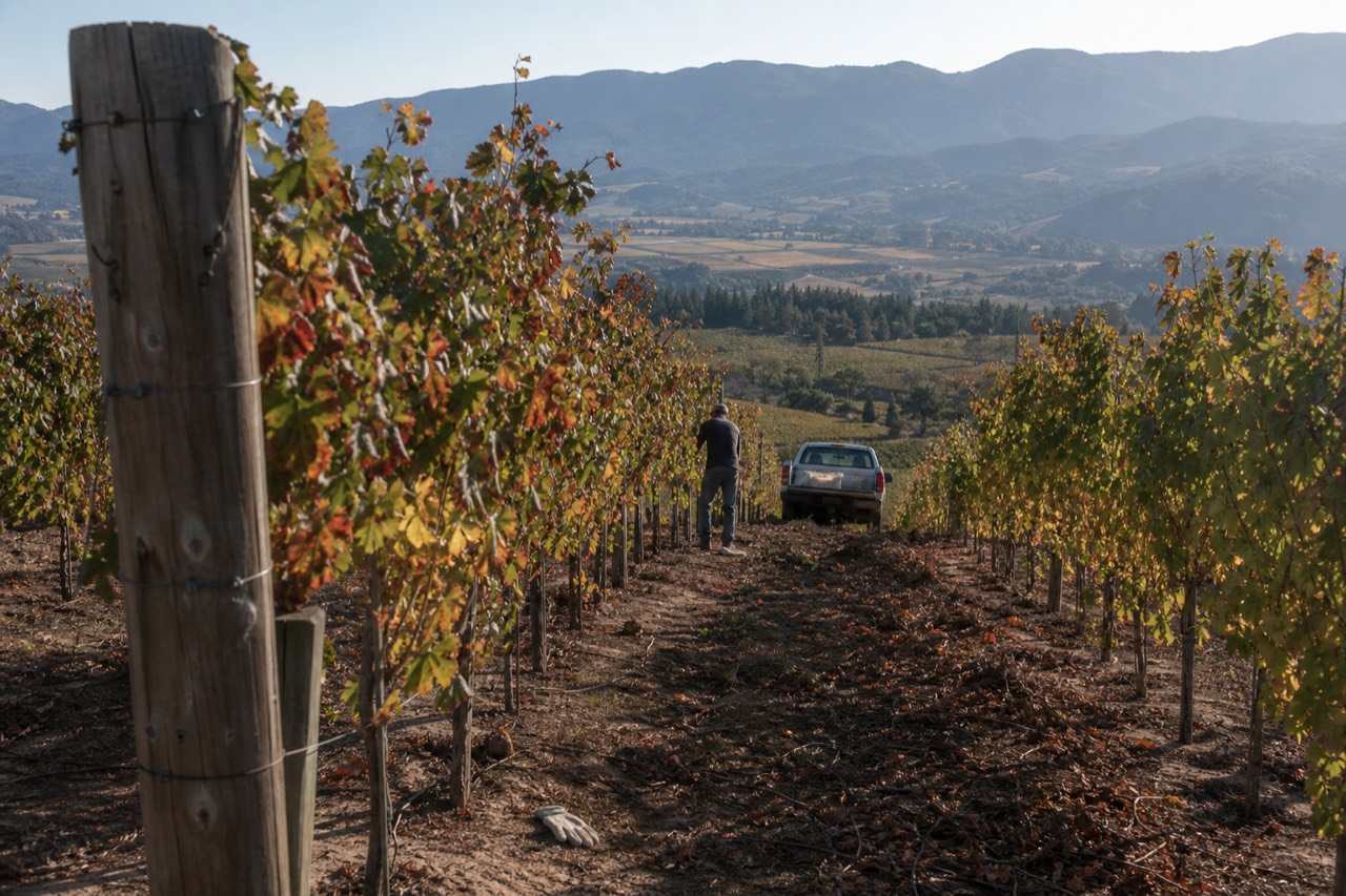Vineyard scenery in Valle de Guadalupe, no text, no logos, no people