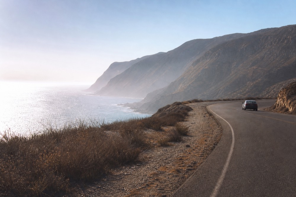 Coastal highway between Rosarito and Ensenada, no text, no logos, no people