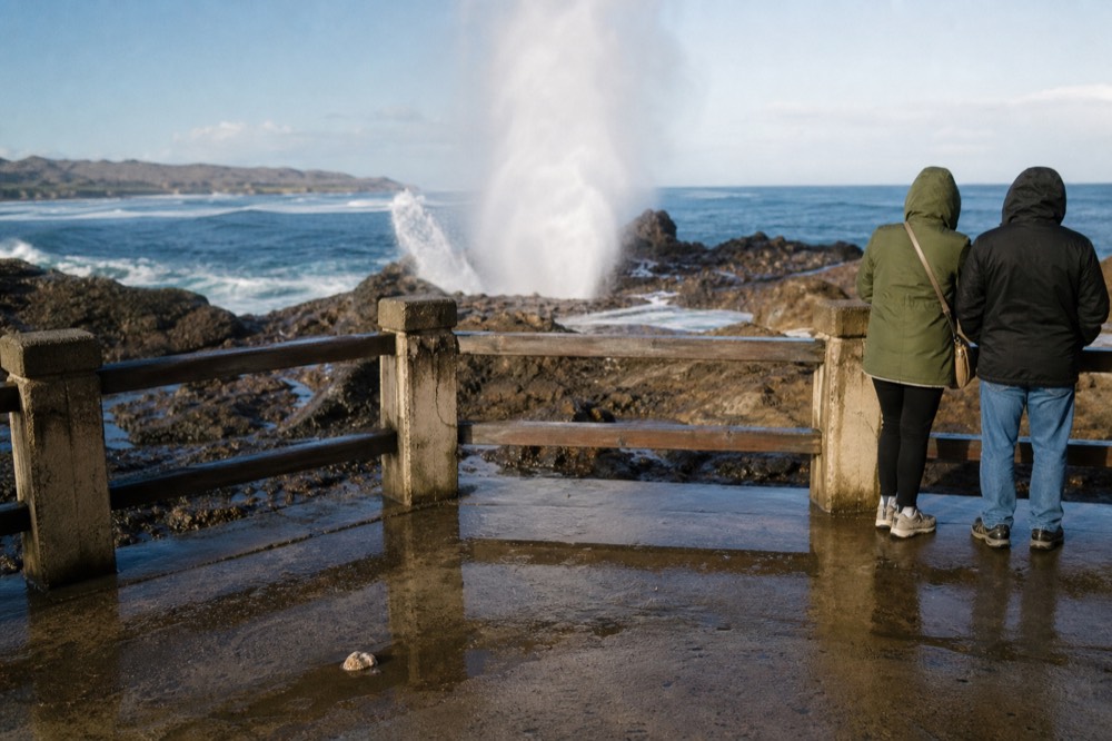 La Bufadora blowhole spouting water, no text, no logos, no people
