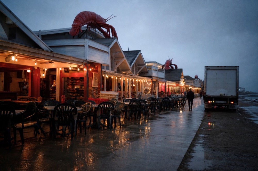 Row of lobster restaurants in Puerto Nuevo, no text, no logos, no people