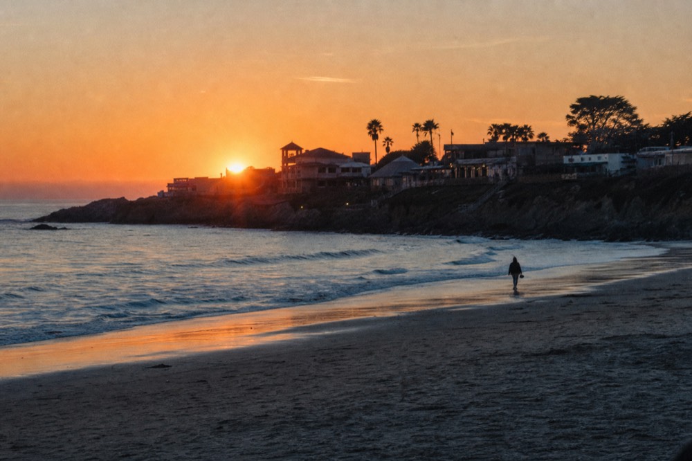 Sunset over the Pacific near Puerto Nuevo, no text, no logos, no people